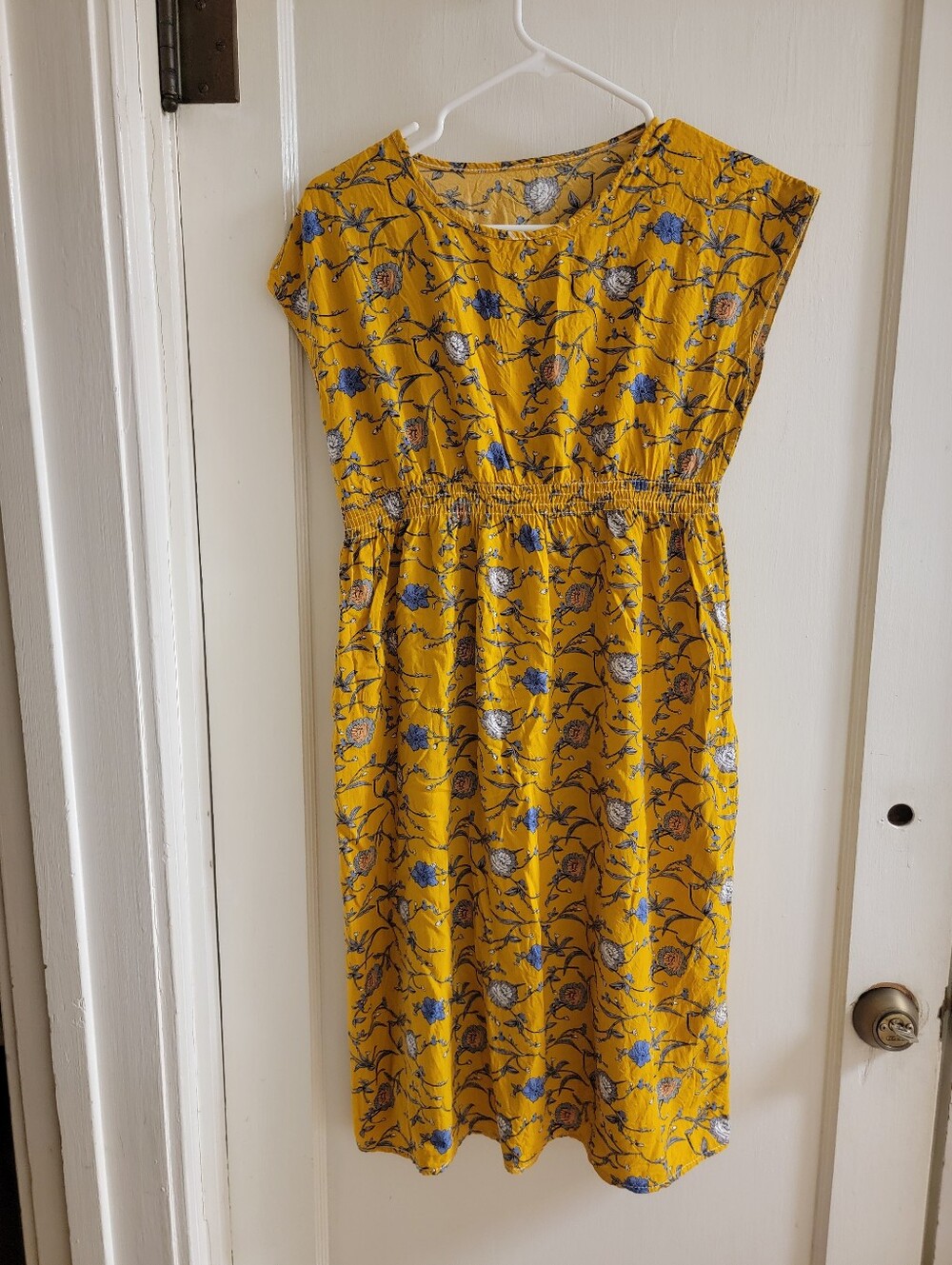 Yellow Floral Knit Midi Dress